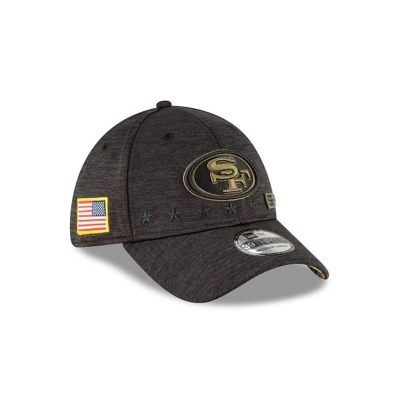 Black San Francisco 49ers Hat - New Era NFL Salute To Service 39THIRTY Stretch Fit Caps USA0521837